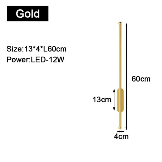 Applique Murale Led Élégante Design Moderne. A Or 60Cm 12W / Blanc Chaud Chambre