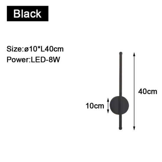 Applique Murale Led Élégante Design Moderne. B Noir 40Cm 8W / Blanc Chaud Chambre