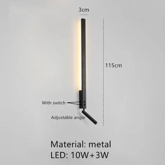 Applique Murale Led Élégante Design Moderne C-Noir-115Cm / 3000K Chambre