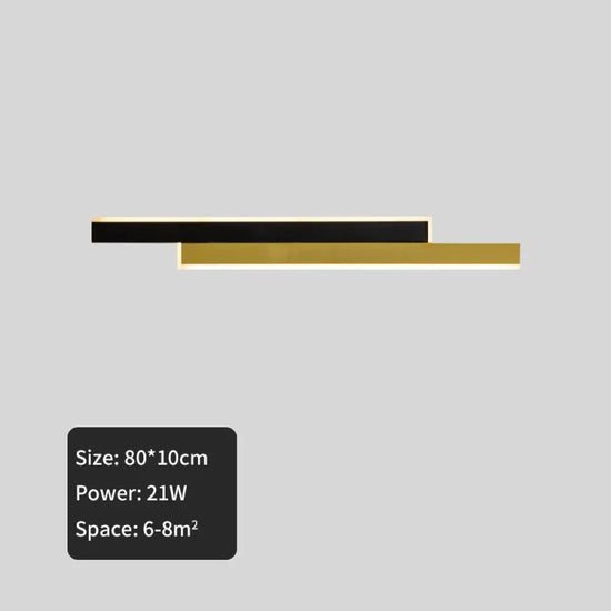 Applique Murale Led Élégante Épurée Contemporaine. 80Cm-Or Noir / Blanc Froid (5 500-7 000
