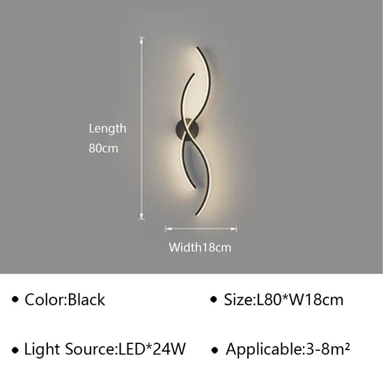 Applique Murale Led Élégante Et Contemporaine Noir G 80Cm / Tricolore (Pas De Rc) Chambre