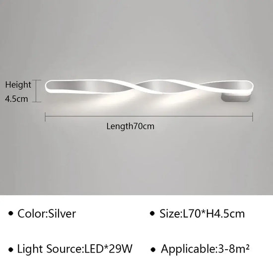 Applique Murale Led Élégante Et Design. Argent D70Cm / Blanc Chaud Chambre