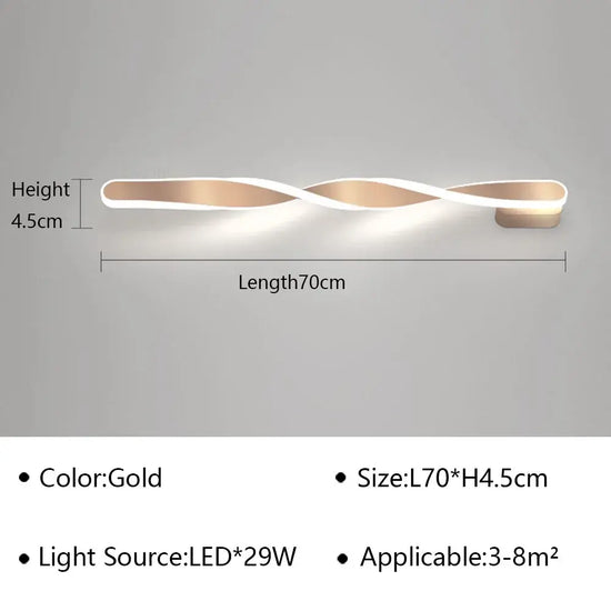 Applique Murale Led Élégante Et Design. Or D70Cm / Blanc Chaud Chambre