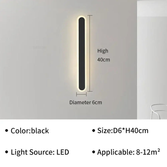 Applique Murale Led Élégante Et Design Urbain Black 40Cm / Tricolor Light Applique Chambre