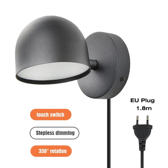 Applique Murale Led Élégante Et Multifonctionnelle. Prise Ue Noire / Lumière Chaude 3000K Chambre