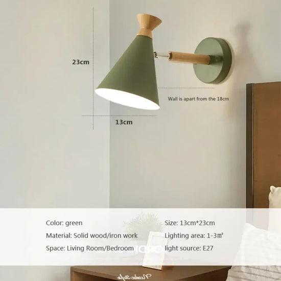 Applique Murale Led Élégante Minimaliste Bois. Green / Cold White Chambre