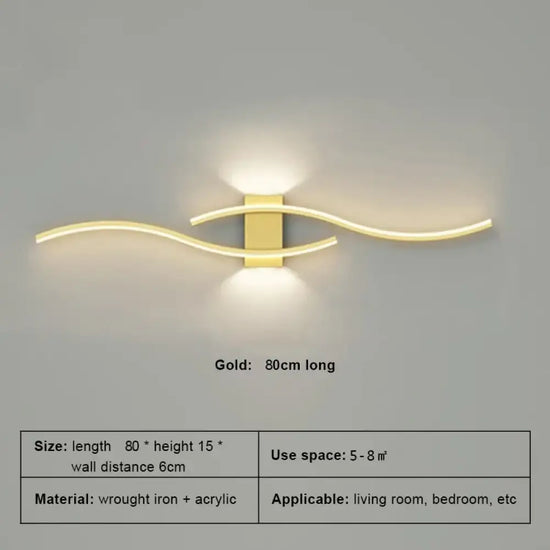 Applique Murale Led Élégante Pour Ambiance Moderne Or 80Cm / Blanc Chaud-Pas De Rc Chambre