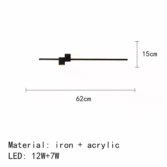 Applique Murale Led Épurée Élégante Contemporaine A-62Cm-Noir / 3000K Applique Chambre