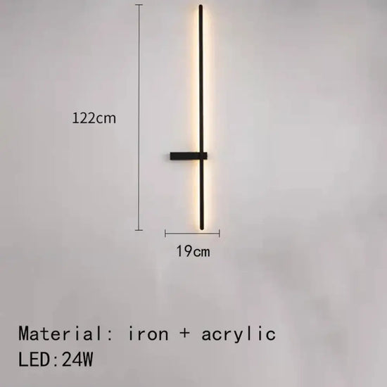 Applique Murale Led Épurée Élégante Contemporaine B-122Cm-Noir / 3000K Applique Chambre