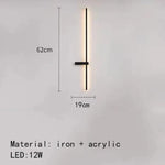 Applique Murale Led Épurée Élégante Contemporaine B-62Cm-Noir / 3000K Applique Chambre