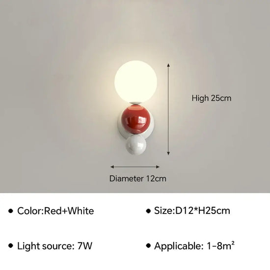 Applique Murale Led Épurée Minimaliste Scandinave A- Rouge Blanc / Lumière Tricolore Chambre