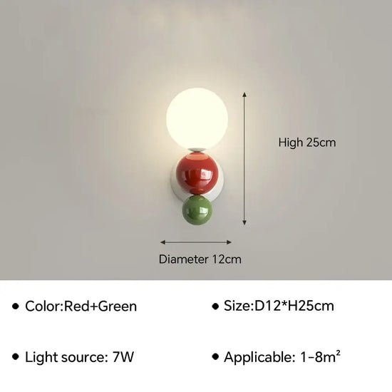 Applique Murale Led Épurée Minimaliste Scandinave A- Rouge Vert / Lumière Tricolore Chambre