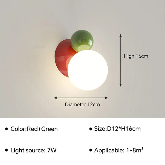 Applique Murale Led Épurée Minimaliste Scandinave B-Rouge Vert / Lumière Tricolore Chambre