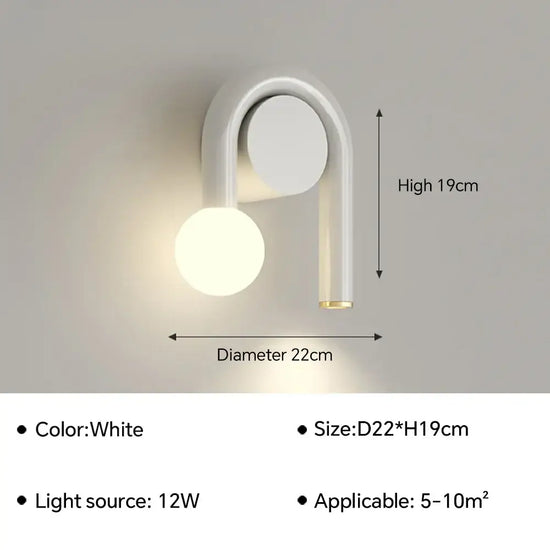 Applique Murale Led Épurée Minimaliste Scandinave C-Blanc / Feu Tricolore Chambre