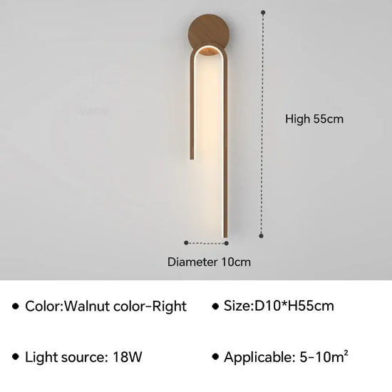 Applique Murale Led Épurée Tendance Chic Couleur Noyer R / Blanc Chaud Applique Chambre