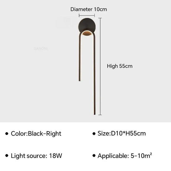 Applique Murale Led Épurée Tendance Chic Noir R / Blanc Chaud Applique Chambre