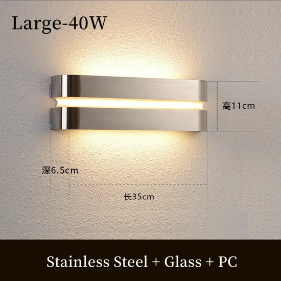 Applique Murale Led Inox Design Extérieur Étanche M-40W / Blanc Chaud 3000K Chambre