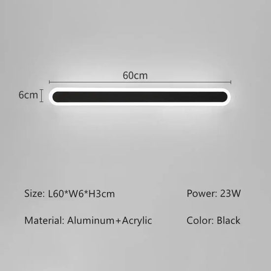 Applique Murale Led Intelligente Connectée Noir L60Cm / Gradation App Rc Applique Chambre