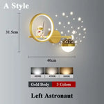 Applique Murale Led Lunaire Cosmos Enfance Ae Gauche Dorée Stylisée / Lumière Tricolore Chambre