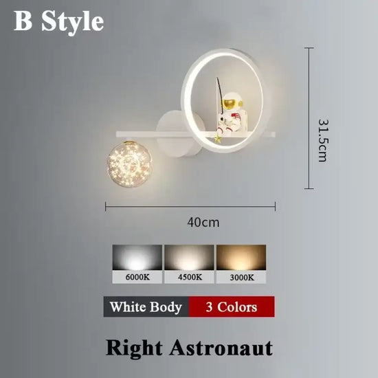 Applique Murale Led Lunaire Cosmos Enfance B Stylt Blanc Droite / Lumière Tricolore Chambre