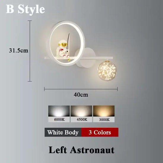 Applique Murale Led Lunaire Cosmos Enfance B Stylt Blanc Gauche / Lumière Tricolore Chambre