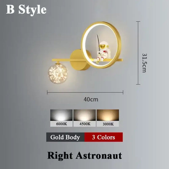 Applique Murale Led Lunaire Cosmos Enfance B Stylt Gold Droite / Lumière Tricolore Chambre