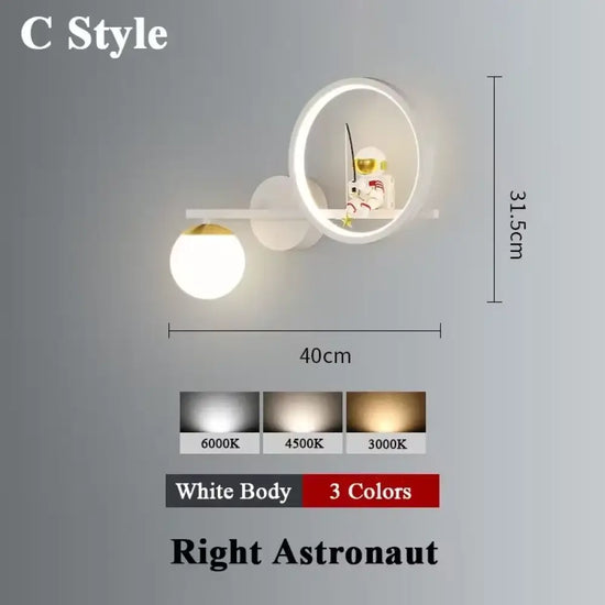 Applique Murale Led Lunaire Cosmos Enfance C Stylt Blanc Droite / Lumière Tricolore Chambre