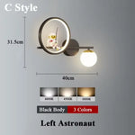 Applique Murale Led Lunaire Cosmos Enfance C Stylt Noir Gauche / Lumière Tricolore Chambre
