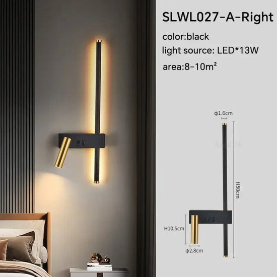 Applique Murale Led Moderne Design Élégant Salon. A Droit / Blanc Naturel Chambre