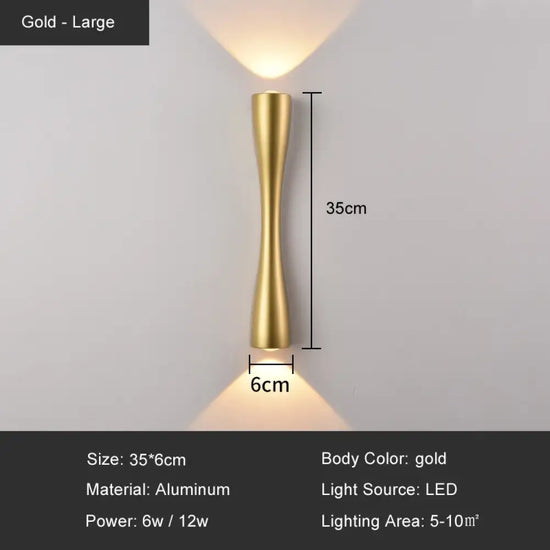 Applique Murale Led Moderne Design Épuré Et Pratique. Or Grand / Chine Blanc Chaud (2700-3500K) |