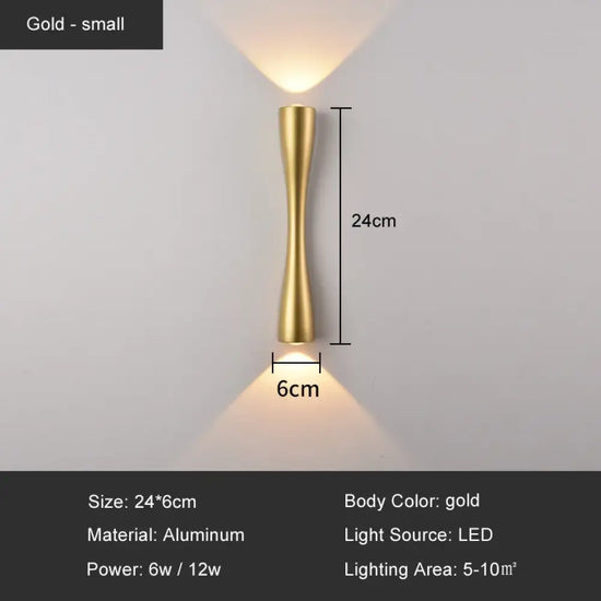 Applique Murale Led Moderne Design Épuré Et Pratique. Or Petit / Chine Blanc Chaud (2700-3500K) |