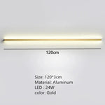 Applique Murale Led Moderne Design Minimaliste Élégant 120Cm-Or / Lumière Naturelle Chambre