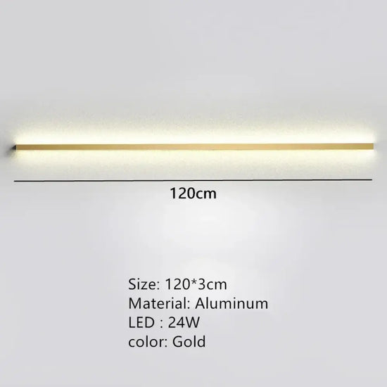 Applique Murale Led Moderne Design Minimaliste Élégant 120Cm-Or / Lumière Naturelle Chambre