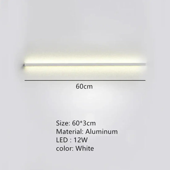 Applique Murale Led Moderne Design Minimaliste Élégant 60Cm-Blanc / Lumière Naturelle Chambre