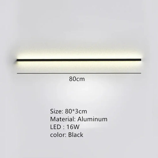 Applique Murale Led Moderne Design Minimaliste Élégant 80Cm-Noir / Lumière Naturelle Chambre
