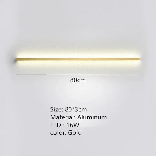 Applique Murale Led Moderne Design Minimaliste Élégant 80Cm-Or / Lumière Naturelle Chambre