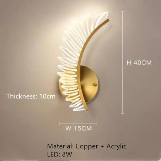 Applique Murale Led Nordique Design Ailes Dorées 1 Lumière À Droite / Lumière Chaude Chambre