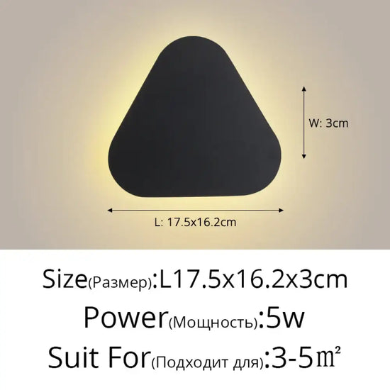 Applique Murale Led Nordique Élégante Moderne Noir L17X16Cm 5W / Blanc Chaud (2700-3500K) Chambre