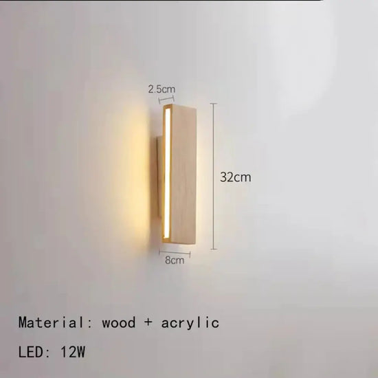 Applique Murale Led Originale Artisanale Bois 32 Cm / Blanc Froid (5 500-7 000 K). Chambre