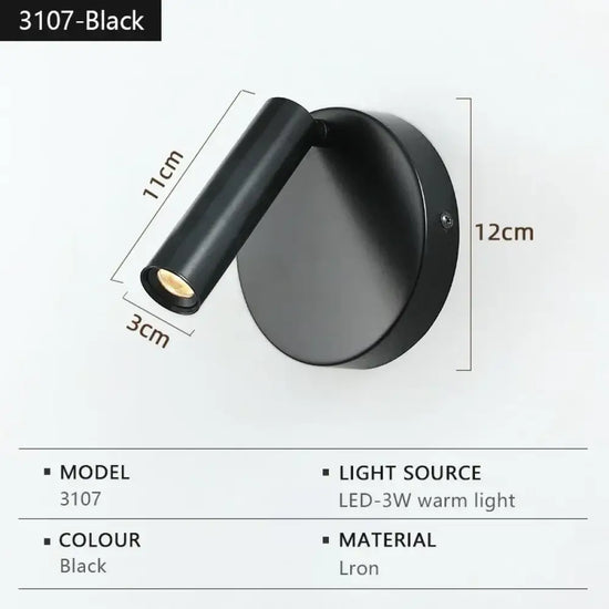 Applique Murale Led Pliable Élégante Minimaliste 3107-Black Chambre