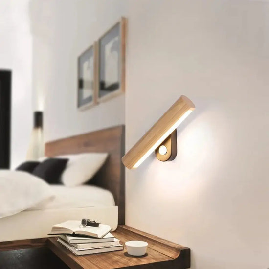 Applique Murale Led Rotatives Bois Design Naturel Chambre