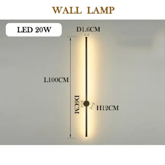 Applique Murale Led Scandinave Chic. Applique 100Cm / Corps Noir Blanc Chaud (2700-3500K) Chambre