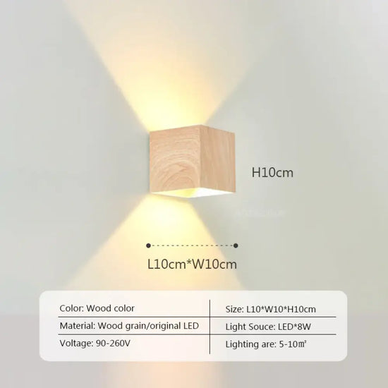 Applique Murale Led Scandinave Élégante Bois. B10Cm1 / Lumière Blanche Chambre