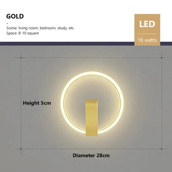 Applique Murale Led: Sophistication Lumineuse Design. Gold-D28Cm / Cool White Chambre