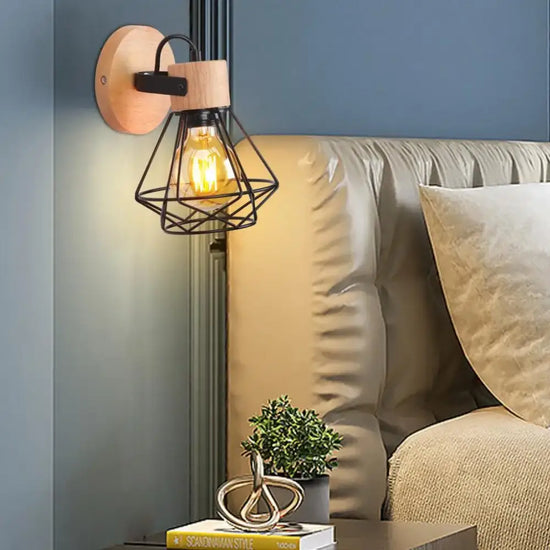 Applique Murale Loft Industrielle Bois Rétro Chambre