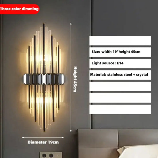 Applique Murale Moderne Design Élégant Cristaux. A-Noir-45Cm / 4000K Chambre