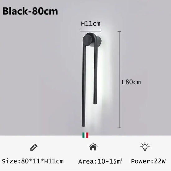 Applique Murale Moderne Design Élégant Minimaliste. Noir-80Cm / Changeable Chambre