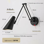 Applique Murale Moderne Design Élégant Pivotant. Bouton Poussoir Noir B / Lumière Blanche Chambre