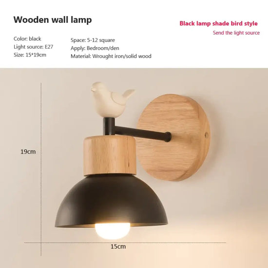 Applique Murale Moderne Design Industriel Élégant. Noir Avec Oiseau / Blanc Froid (5500-7000K)