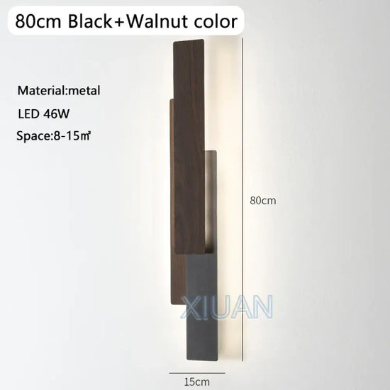 Applique Murale Moderne Design Scandinave 80 Cm Noir / 3 Températures De Couleur Chambre